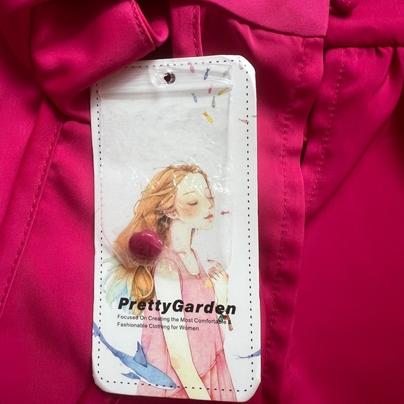 NWT gorgeous pink dress w great style! High neck w one shoulder, faux wrap skirt - Picture 9 of 13